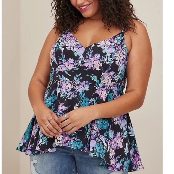 TORRID NWT PEPLUM STUDIO CREPE DE CHINE TOP - Picture 3 of 7